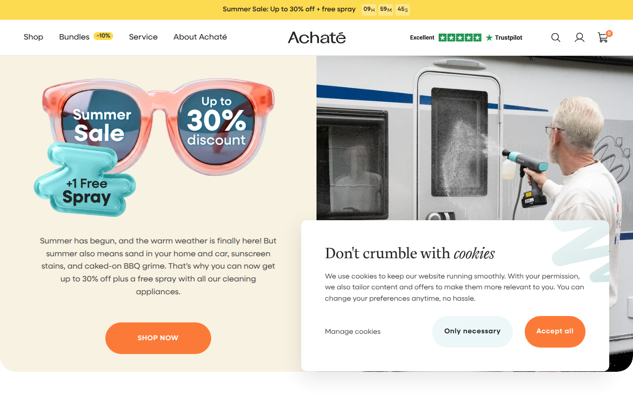 Screenshot van achate.com