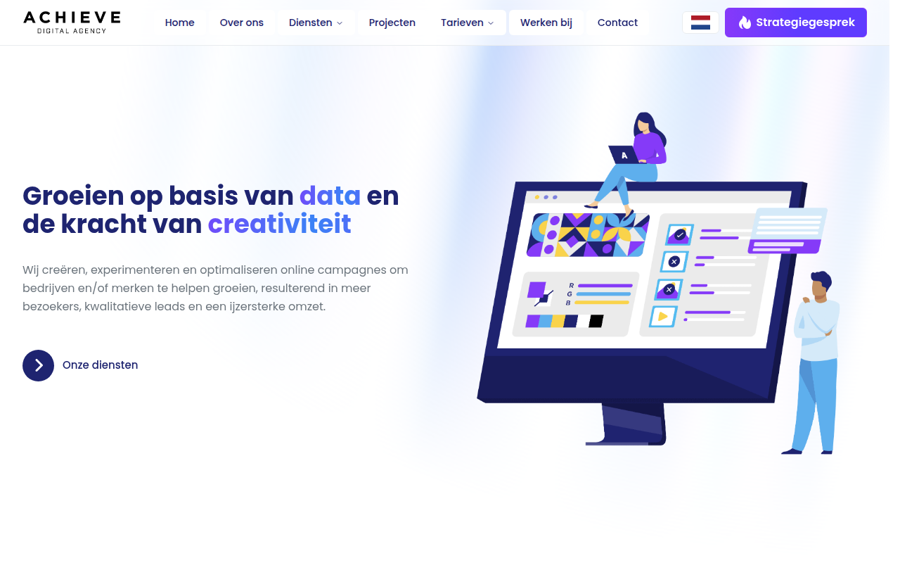 Screenshot van achieve.nl