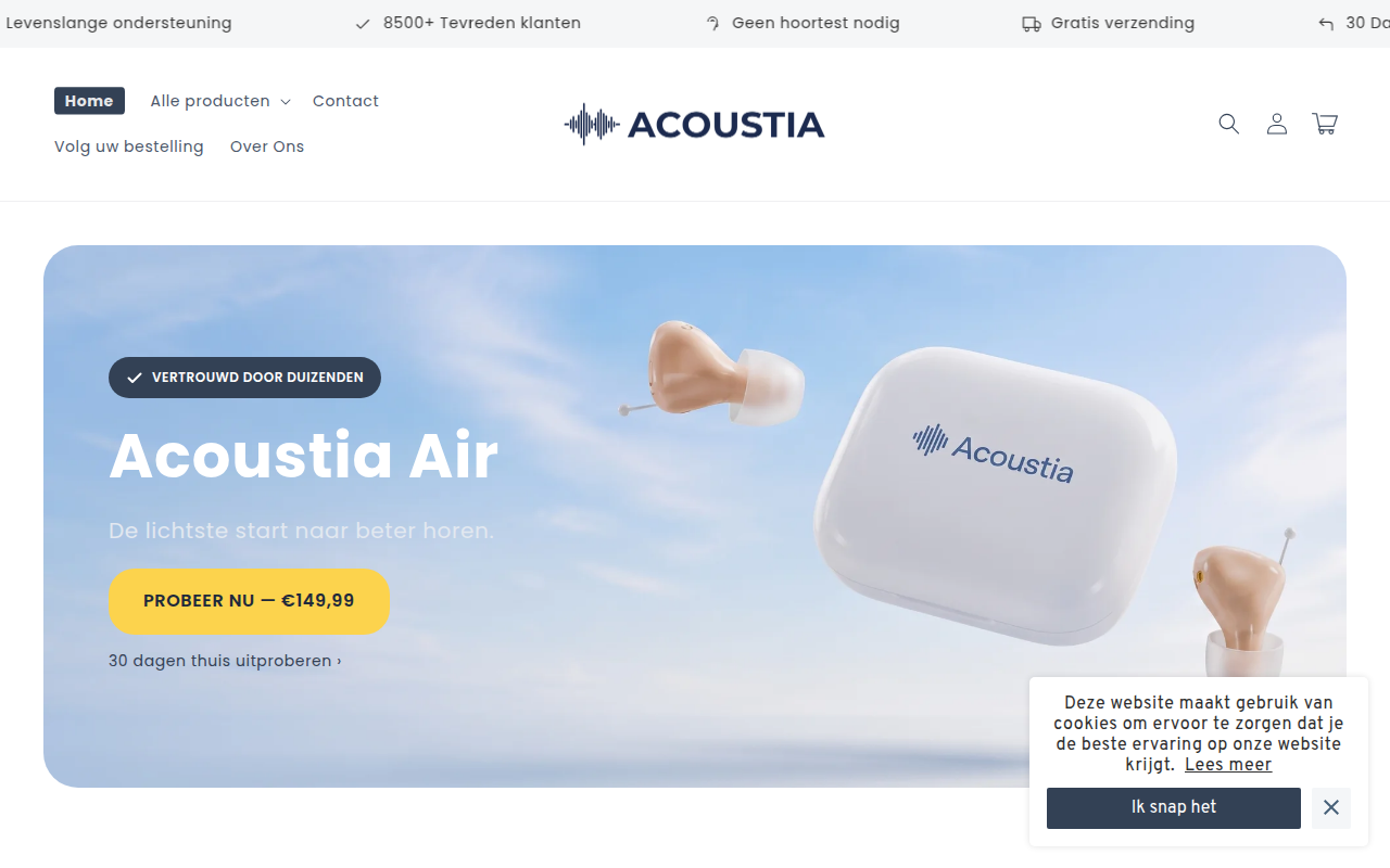 Screenshot van acoustia.nl