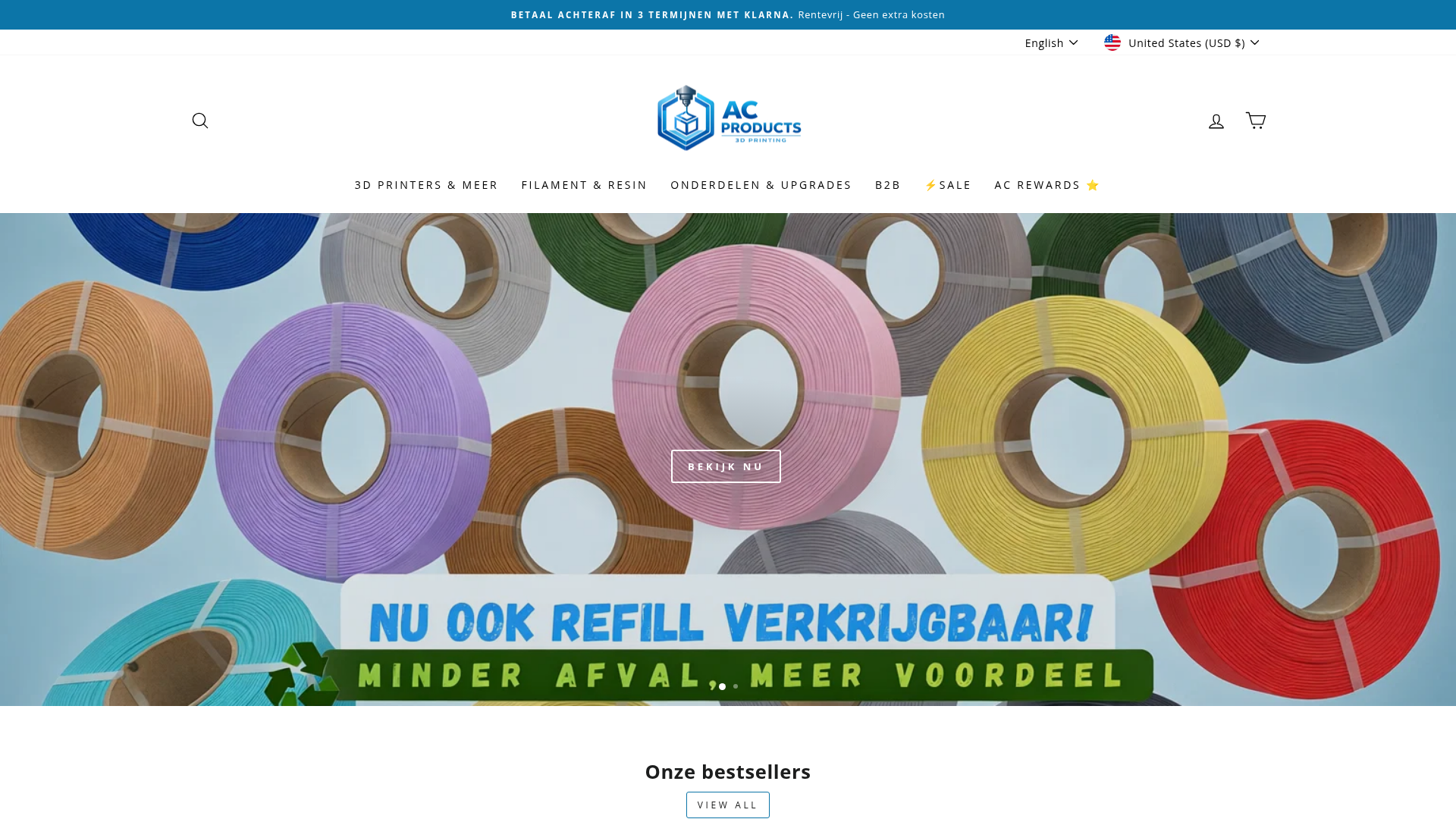 Screenshot van acproducts.nl
