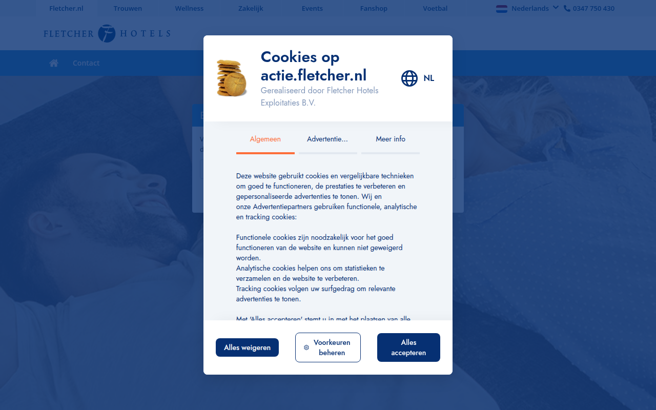 Screenshot van actie.fletcher.nl