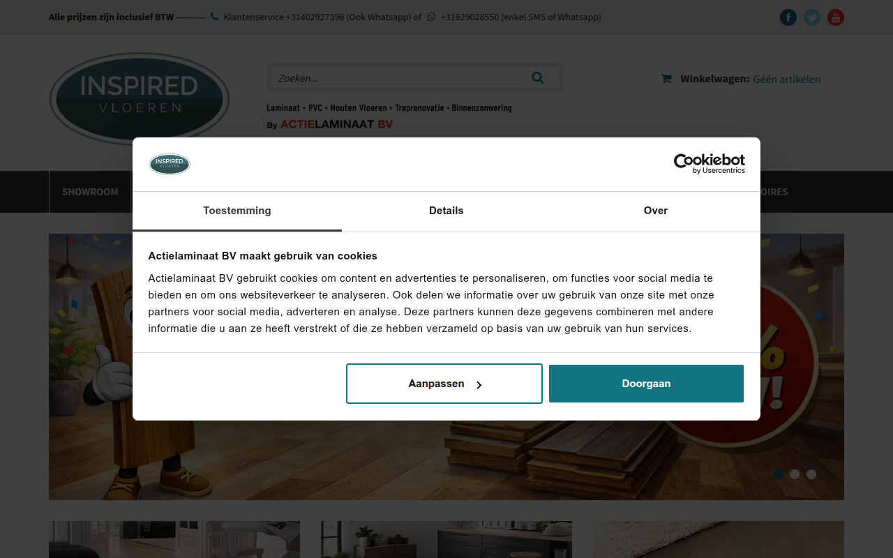 Screenshot van actielaminaat.nl