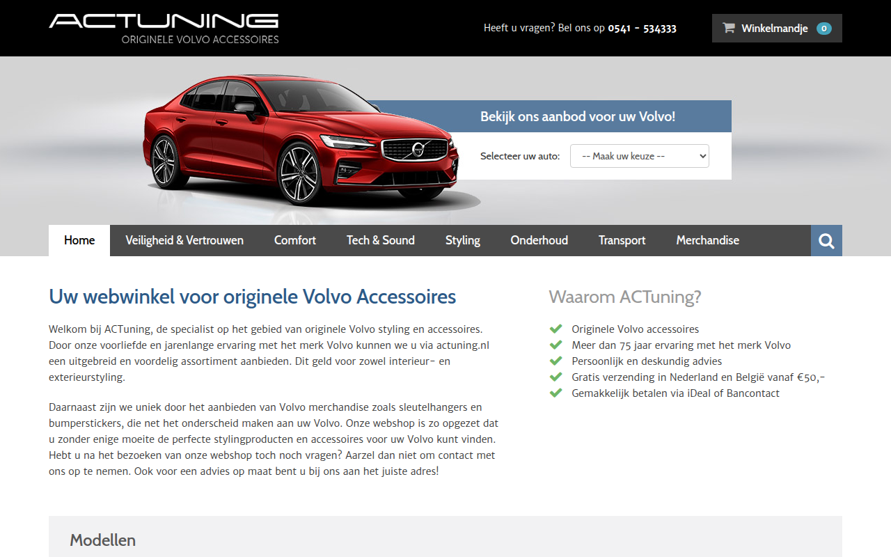 Screenshot van actuning.nl