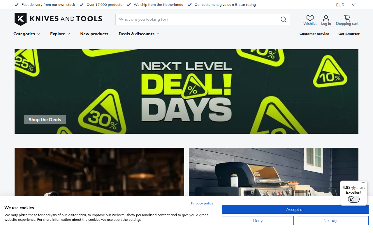 Screenshot van ad.knivesandtools.eu
