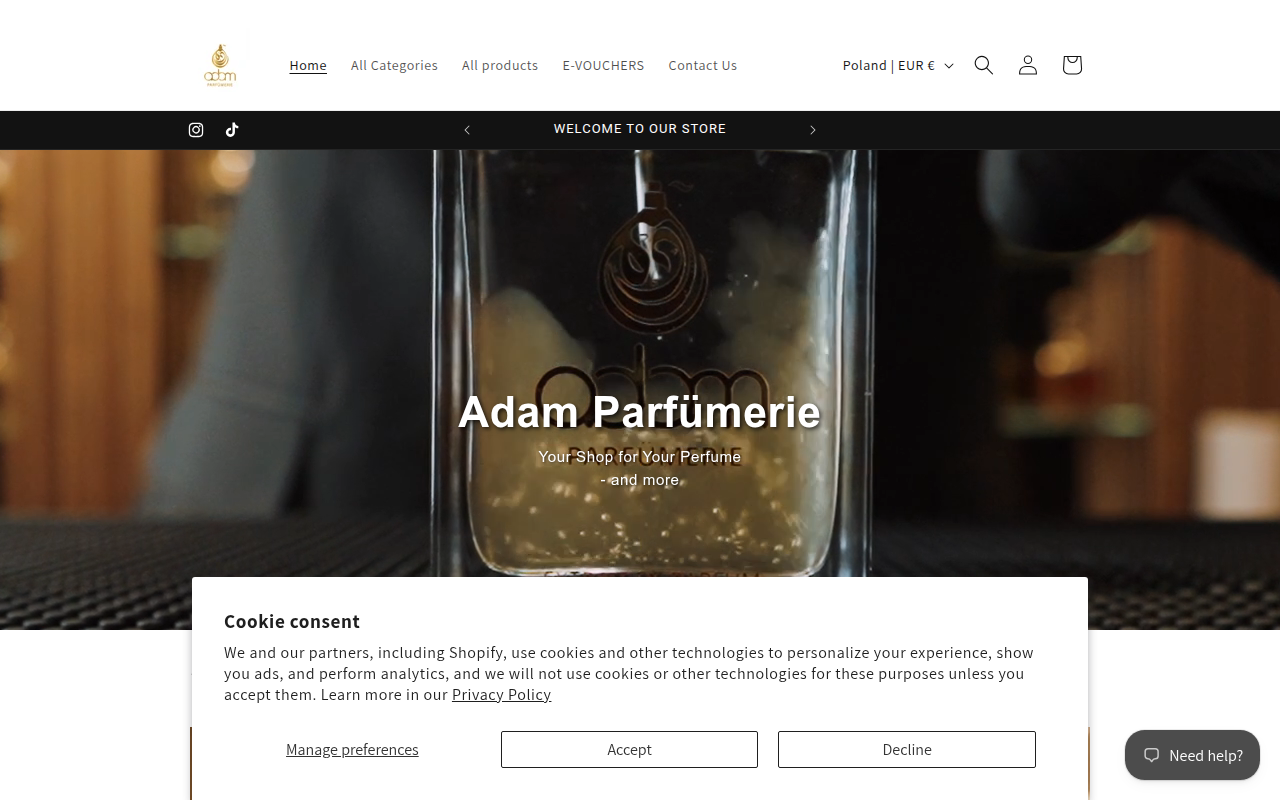 Screenshot van adamparfumerie.com