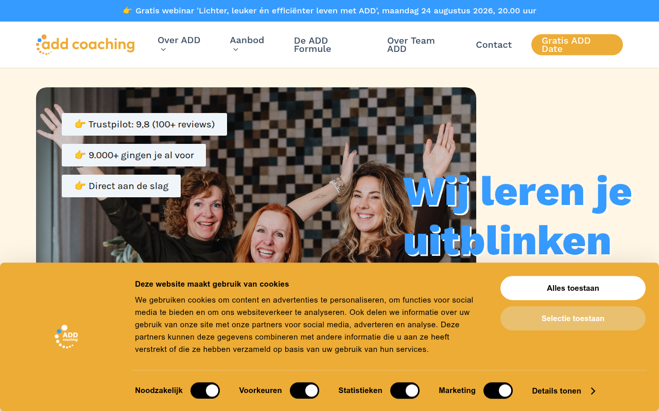 Screenshot van add-coaching.nl