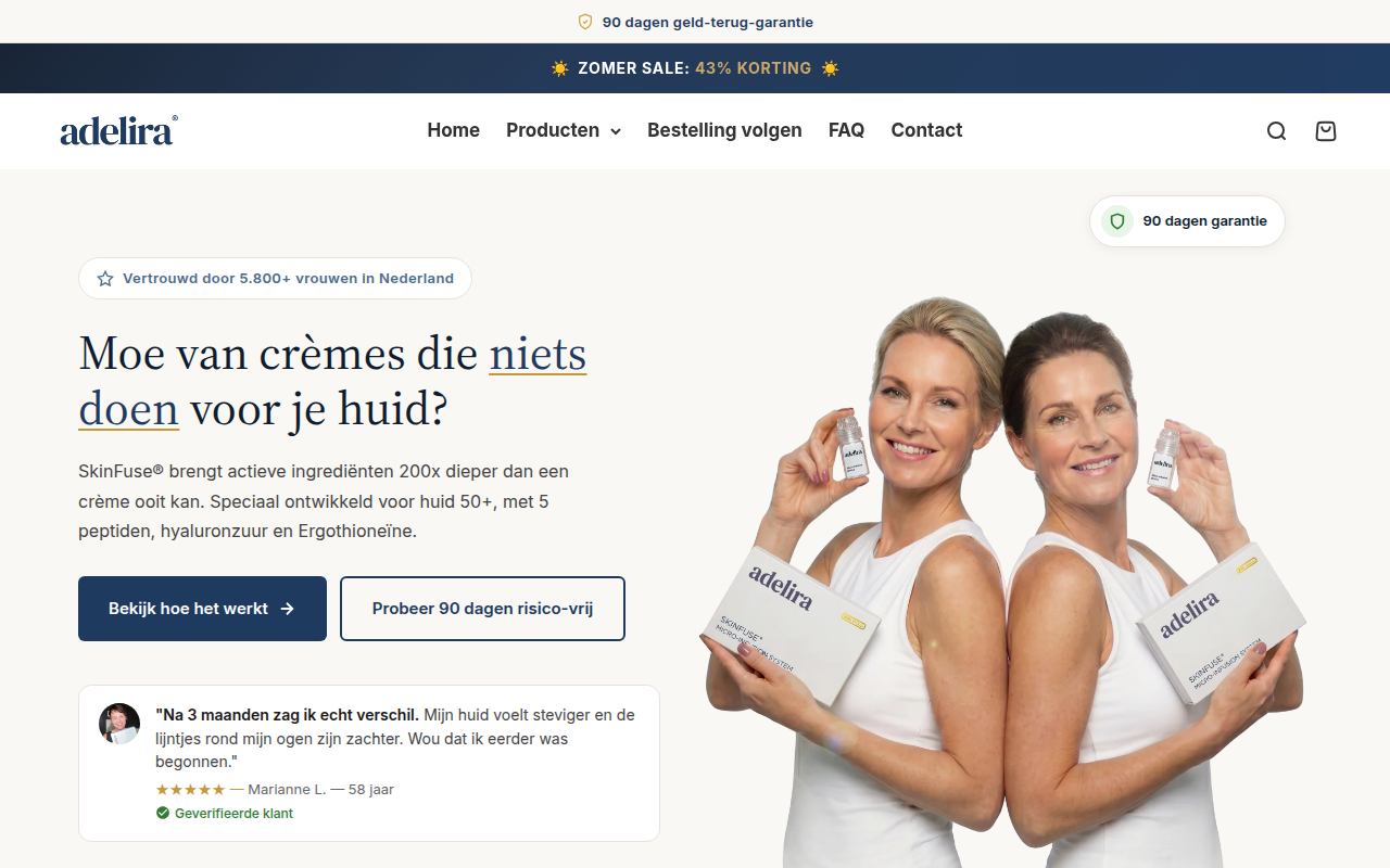 Screenshot van adelira.nl