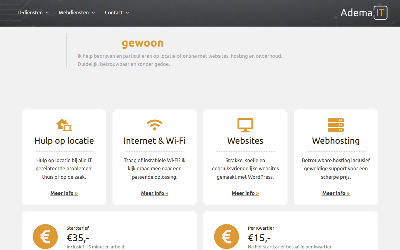 Screenshot van adema-it.nl