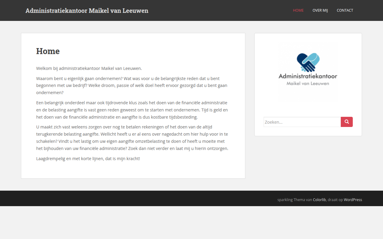 Screenshot van administratiekantoormaikelvanleeuwen.nl