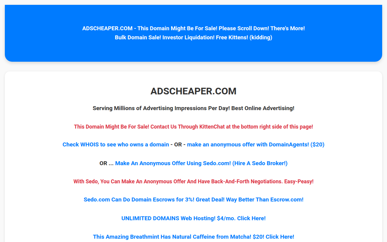 Screenshot van adscheaper.com