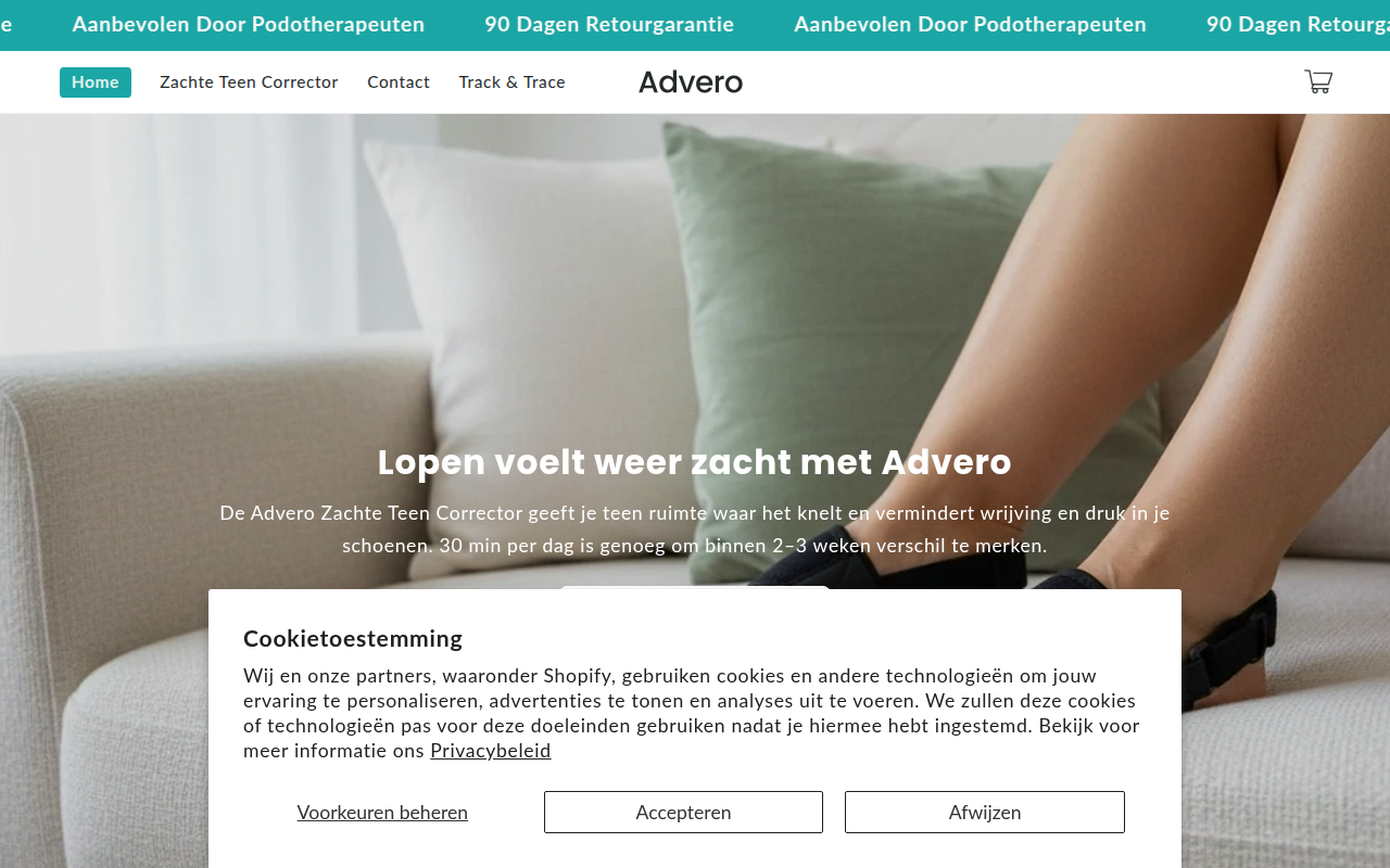 Screenshot van advero.co