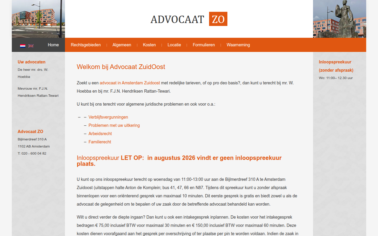 Screenshot van advocaatzo.nl