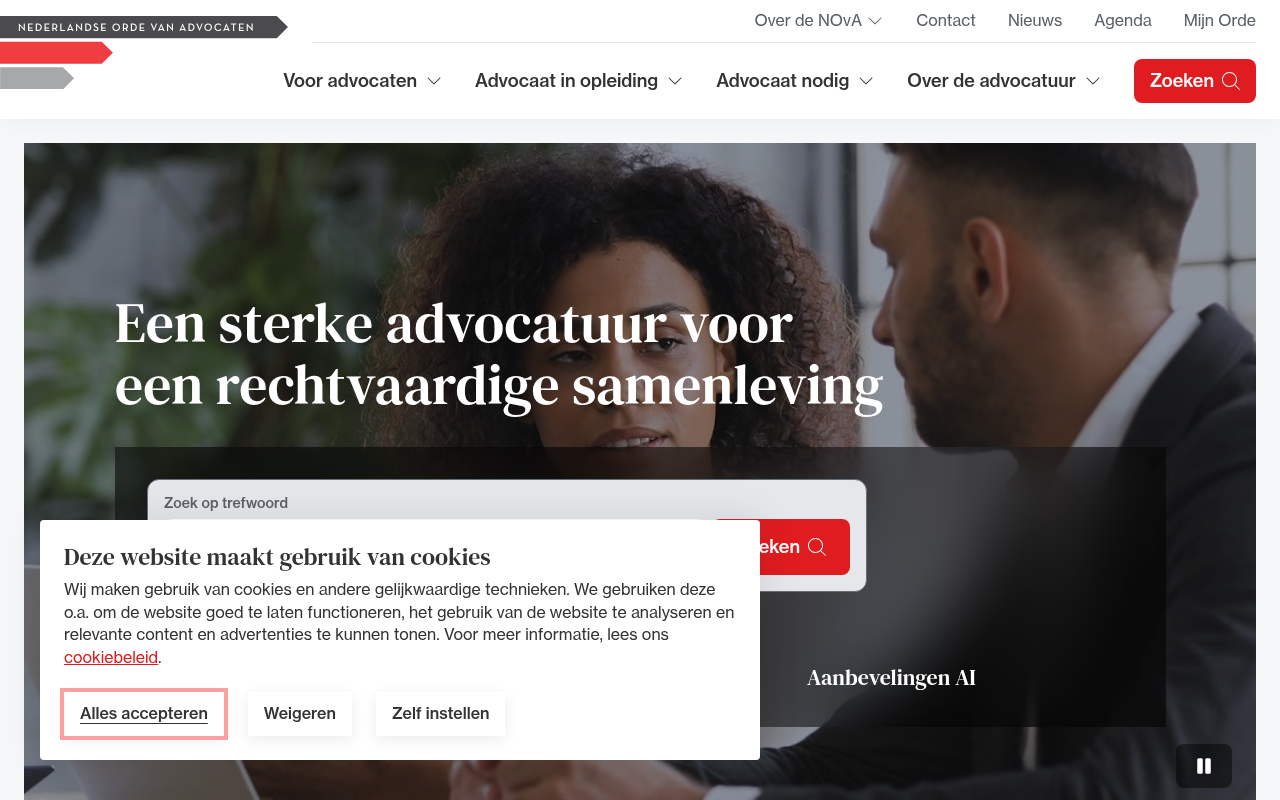 Screenshot van advocatenorde.nl
