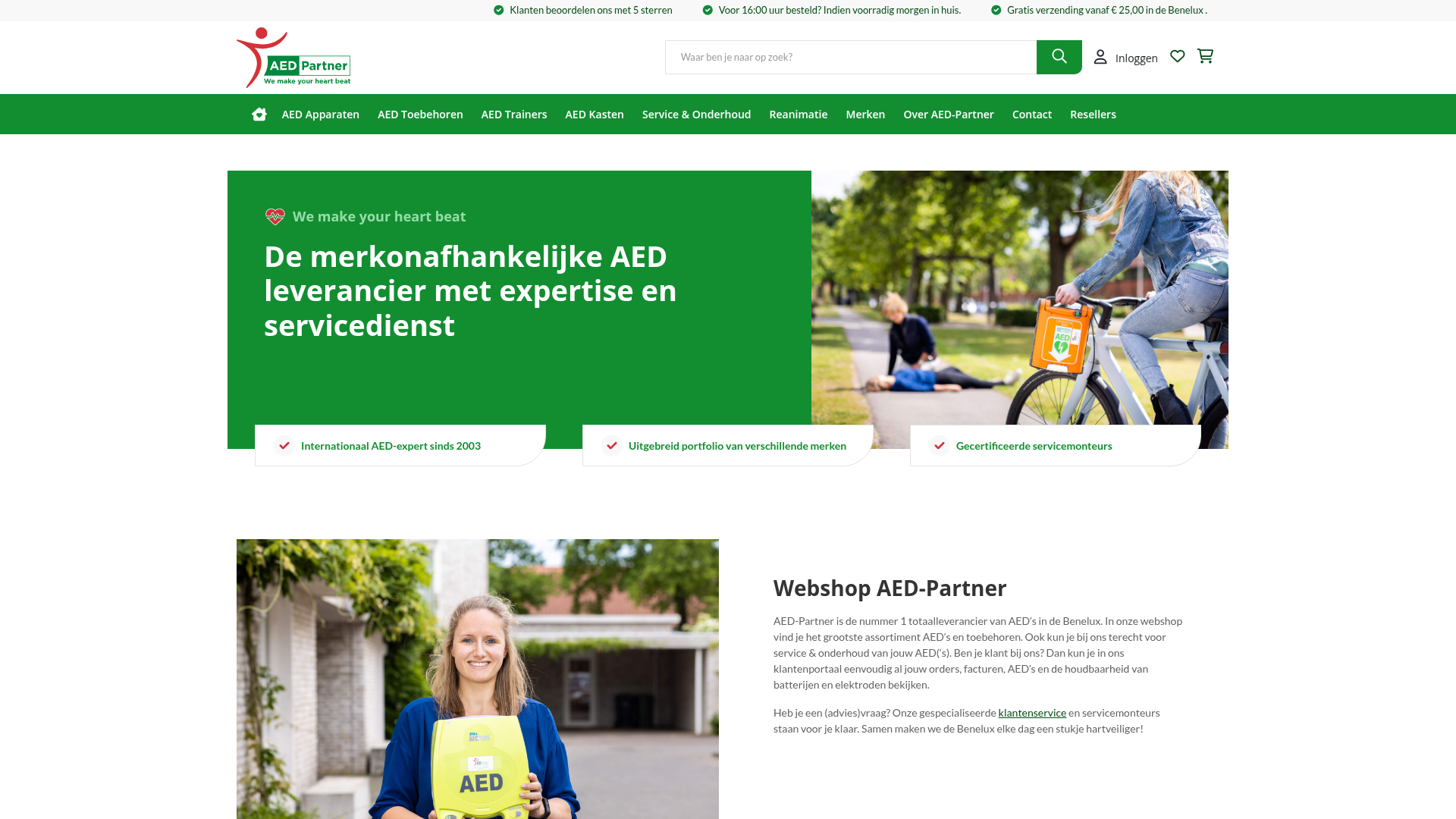Screenshot van aedpartner.nl