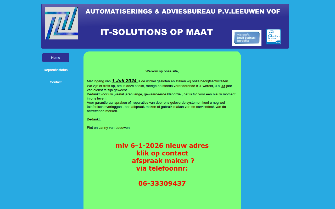 Screenshot van aenavl.nl