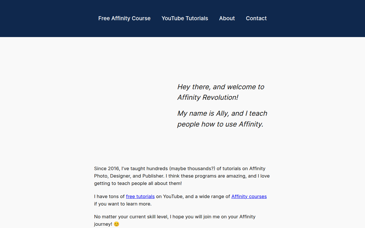 Screenshot van affinityrevolution.com