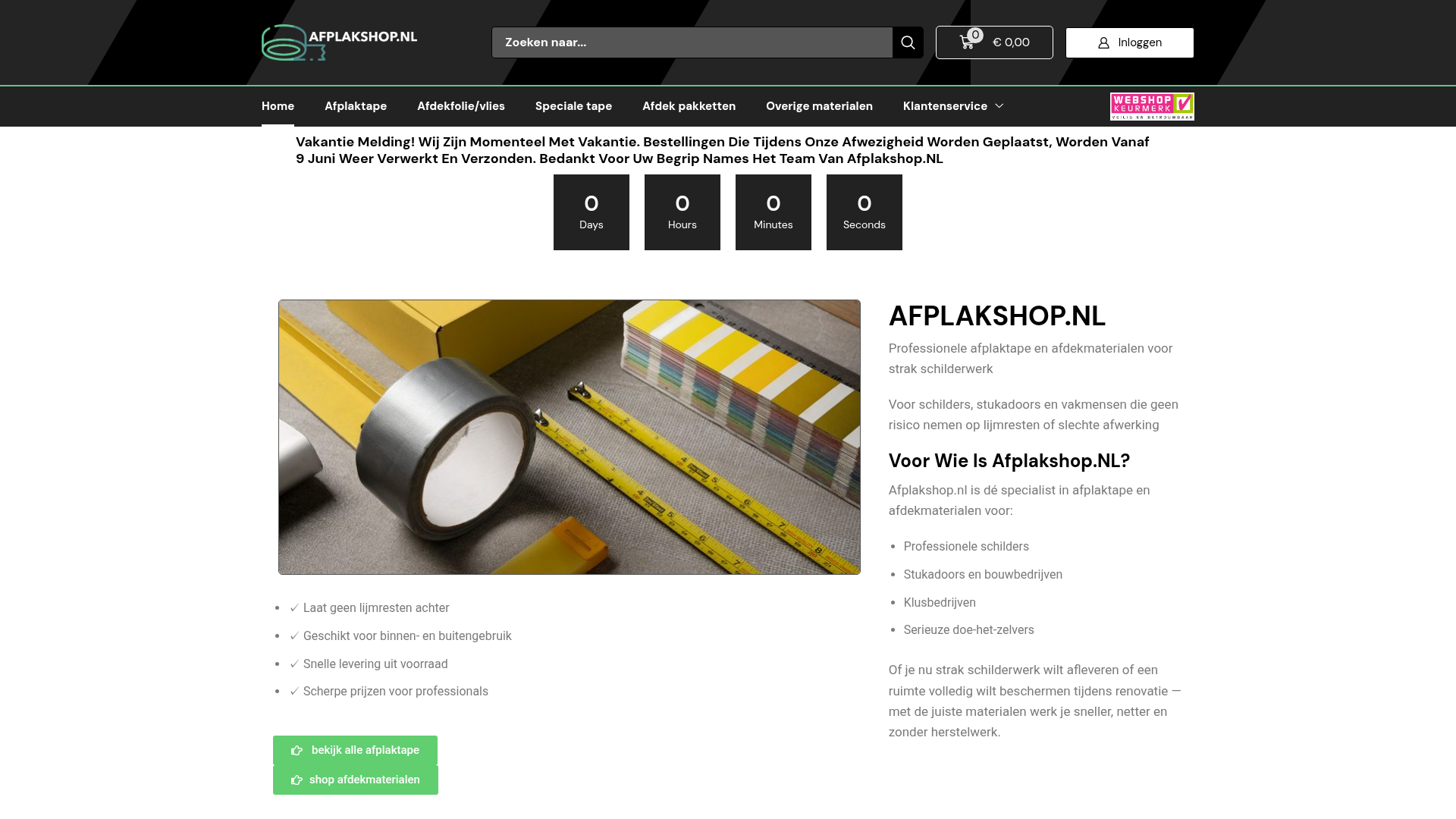 Screenshot van afplakshop.nl