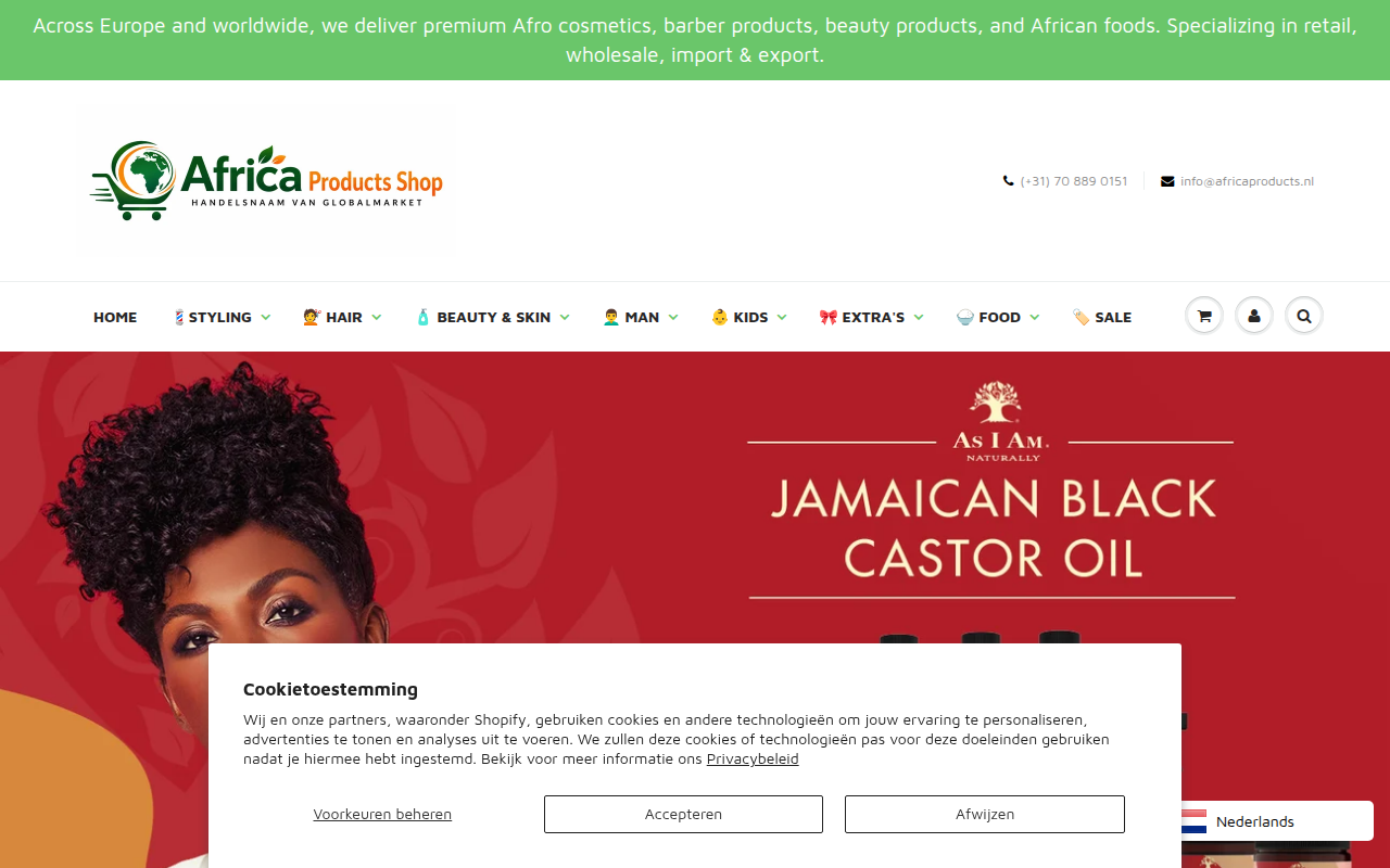 Screenshot van africaproducts.nl