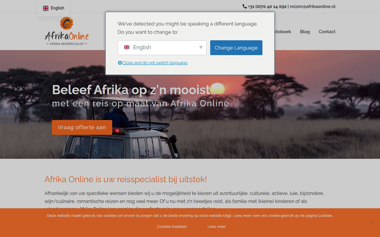 Screenshot van afrikaonline.nl
