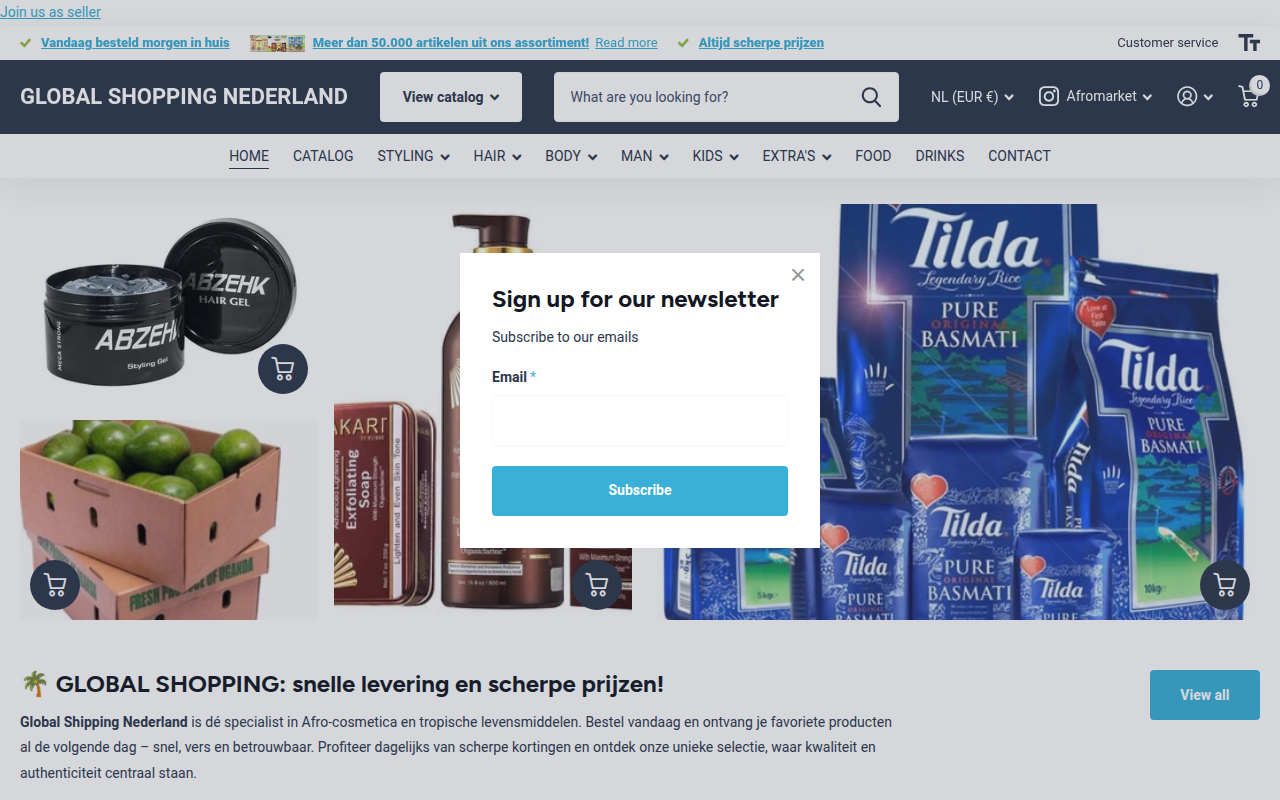 Screenshot van afromarket.nl