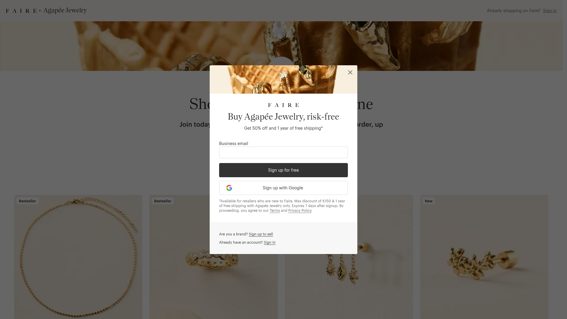 Screenshot van agapestudio.faire.com