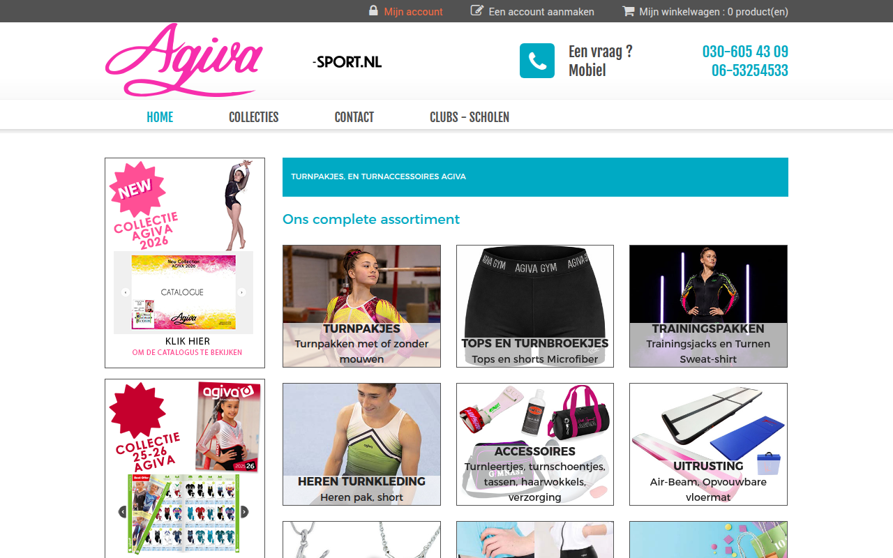 Screenshot van agiva-sport.nl
