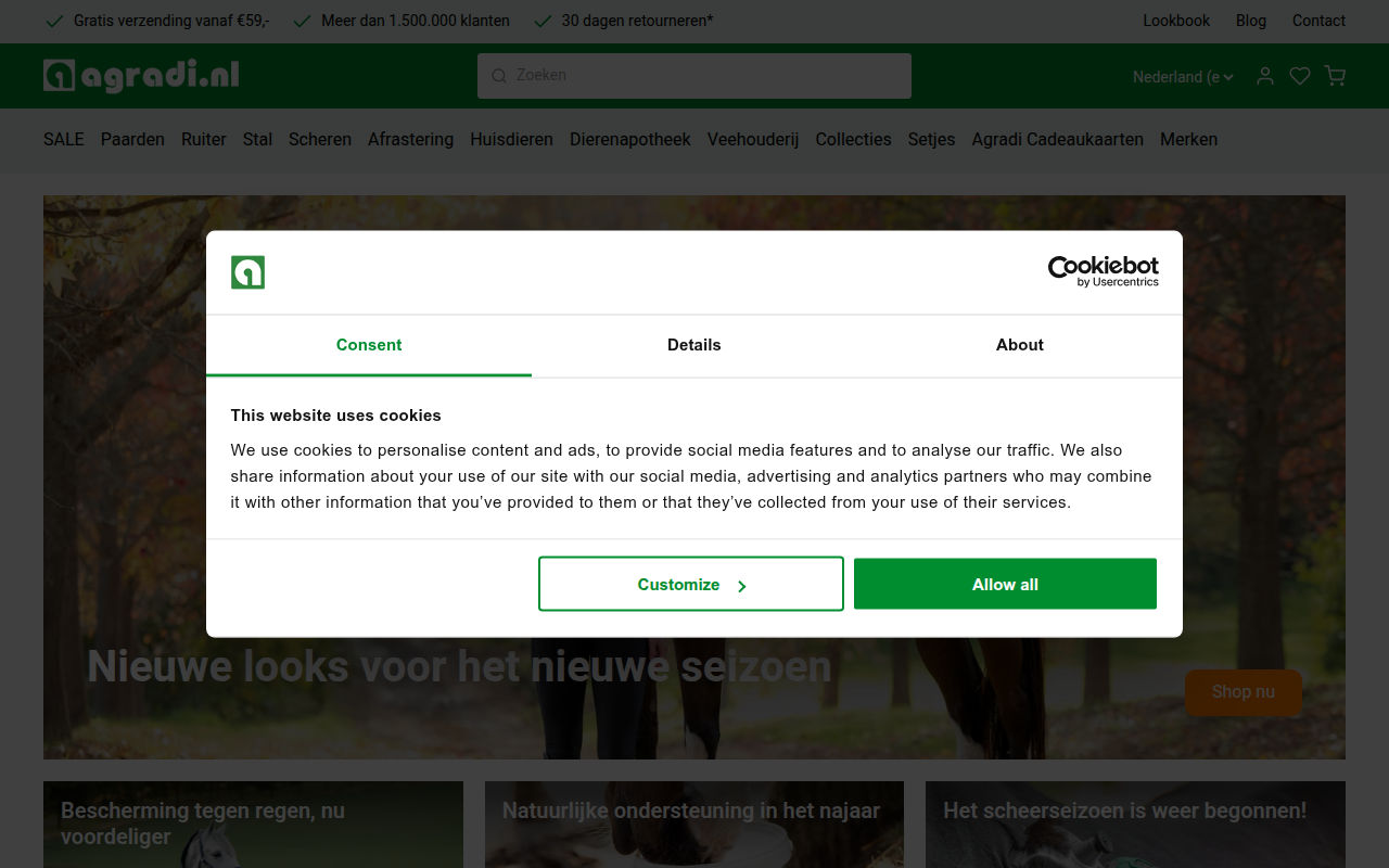 Screenshot van agradi.nl