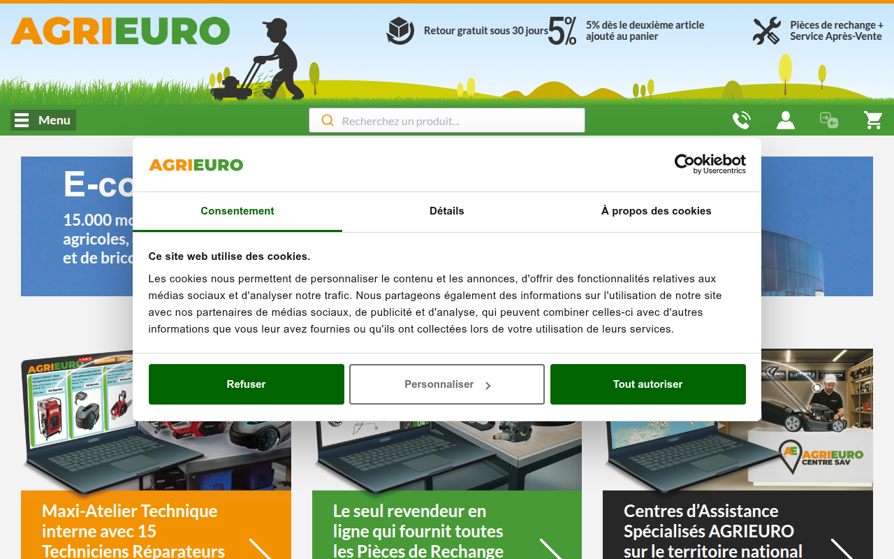 Screenshot van agrieuro.fr