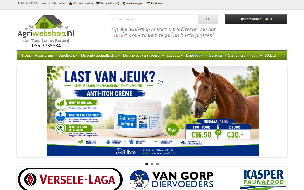 Screenshot van agriwebshop.com