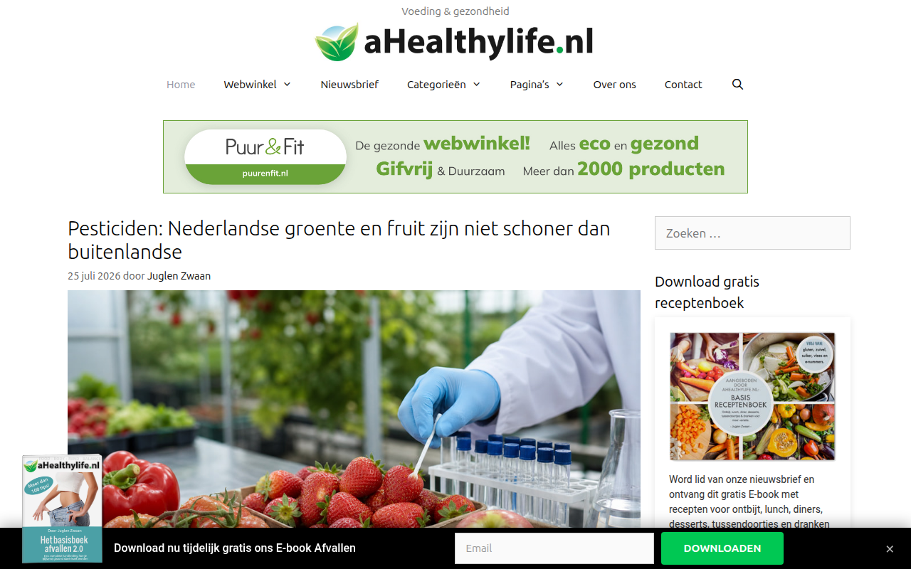 Screenshot van ahealthylife.nl