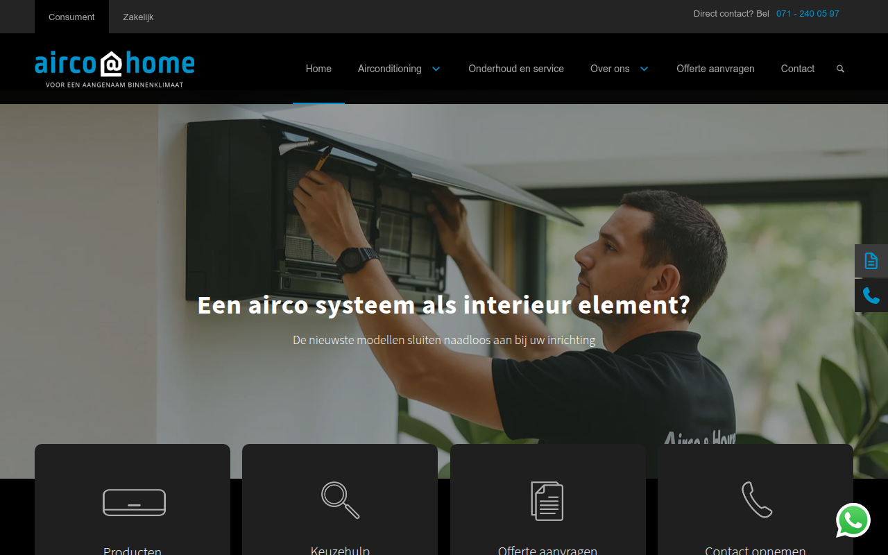 Screenshot van airco-athome.nl