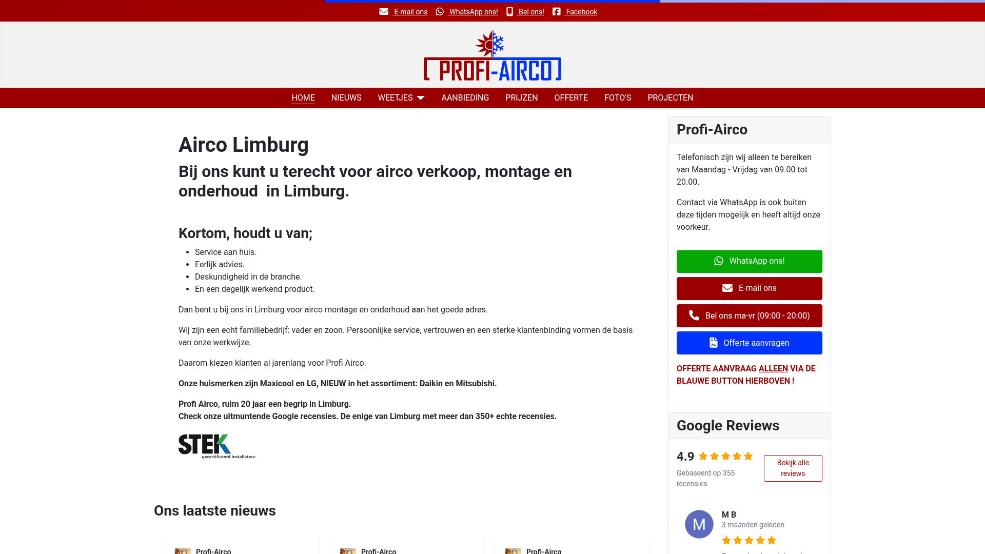 Screenshot van airco-limburg.com