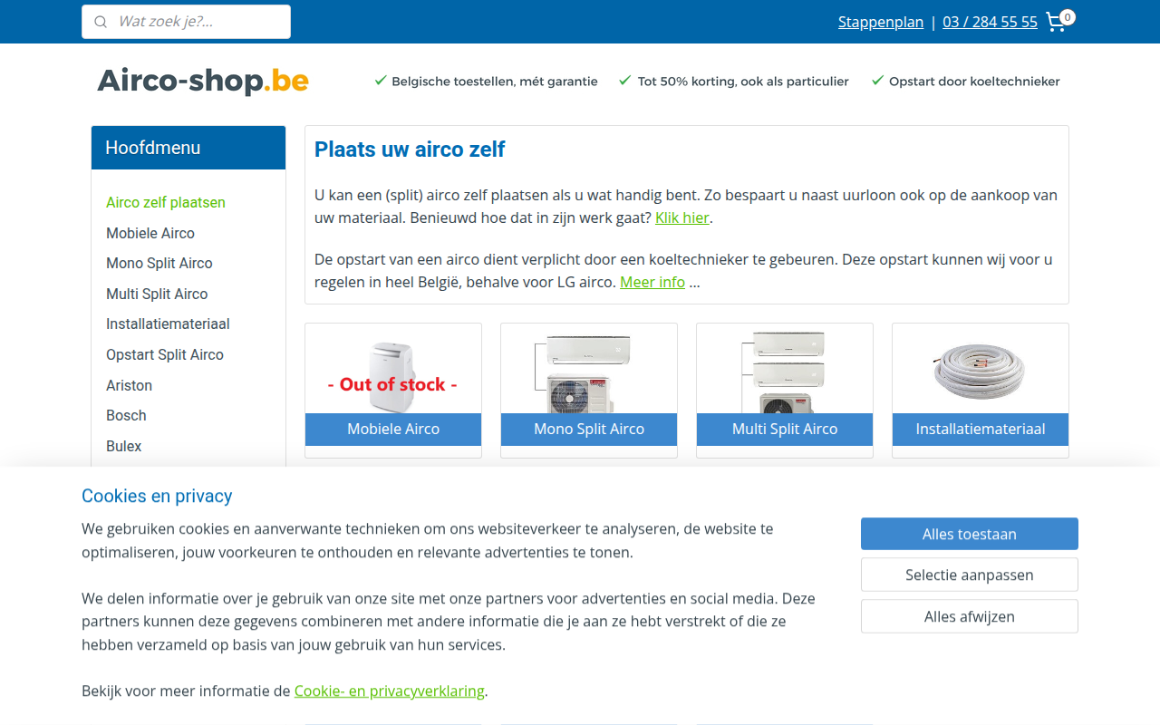 Screenshot van airco-shop.be