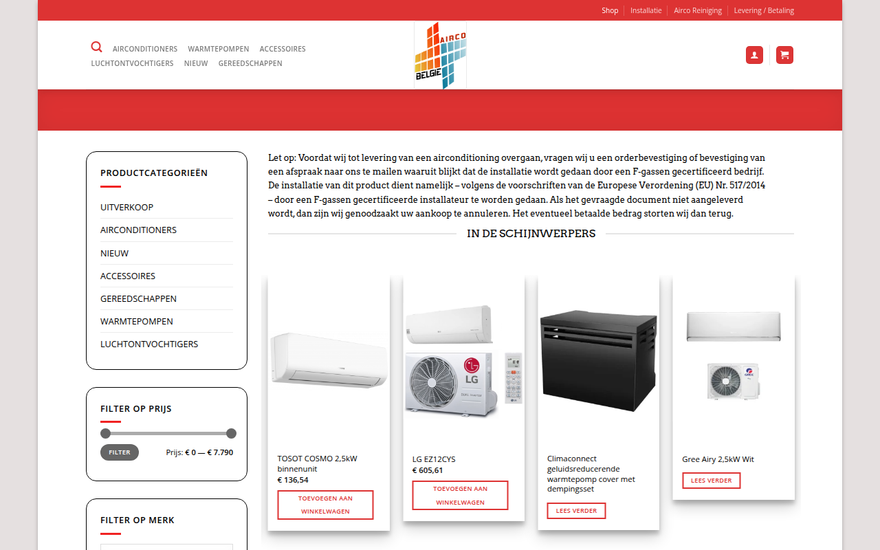 Screenshot van aircobelgie.be