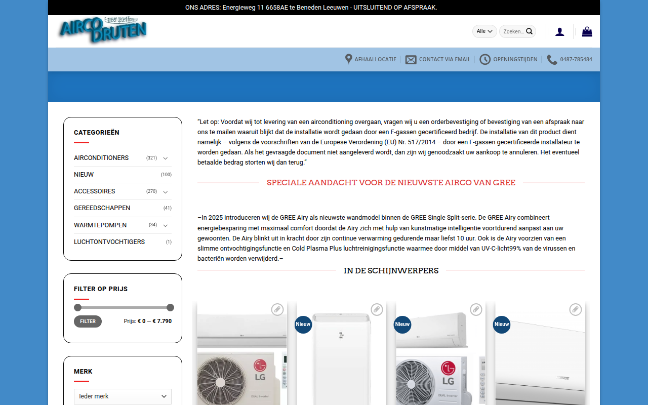 Screenshot van aircodruten.nl