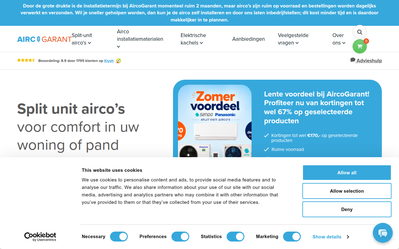 Screenshot van aircogarant.com