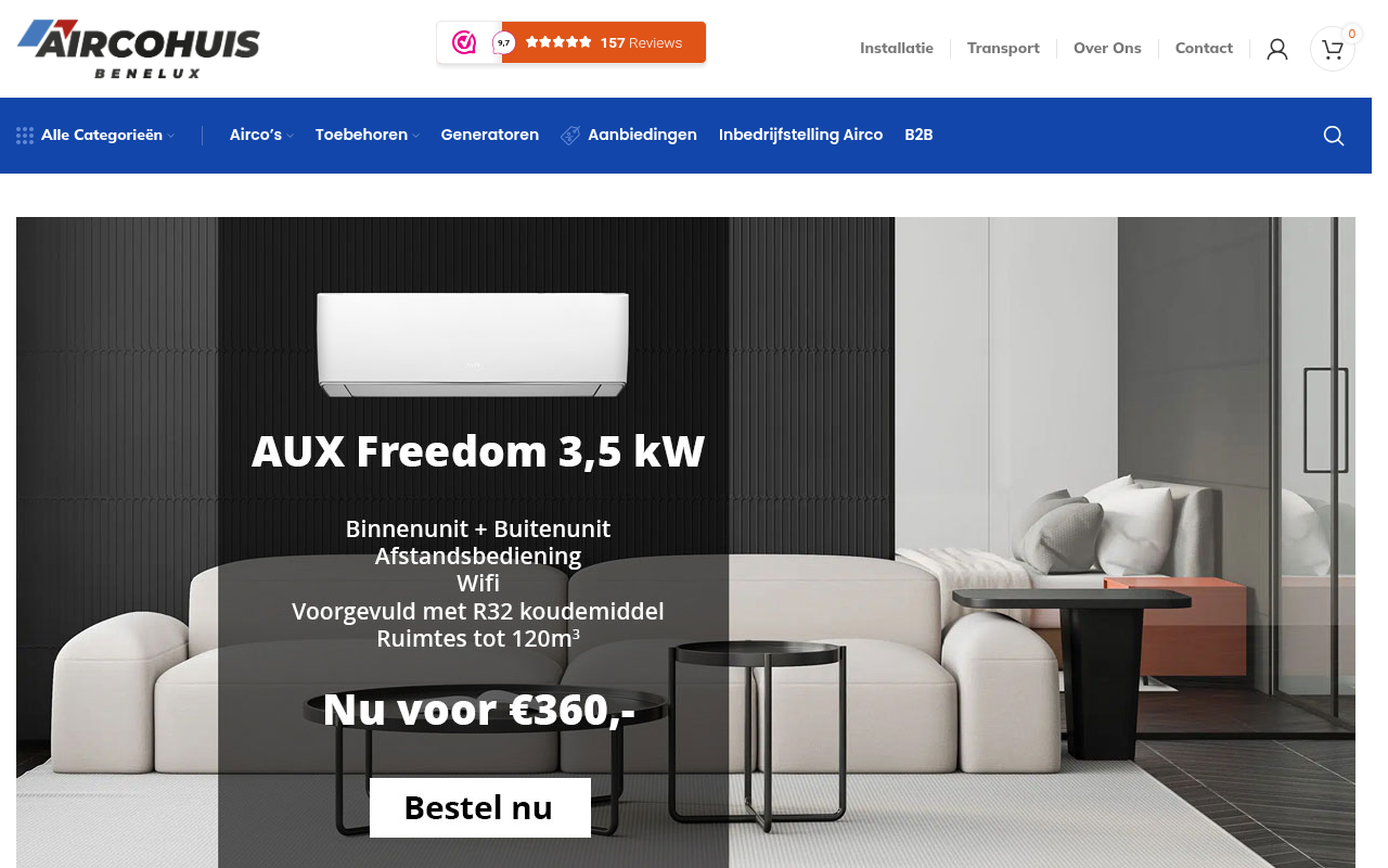 Screenshot van aircohuisbenelux.nl