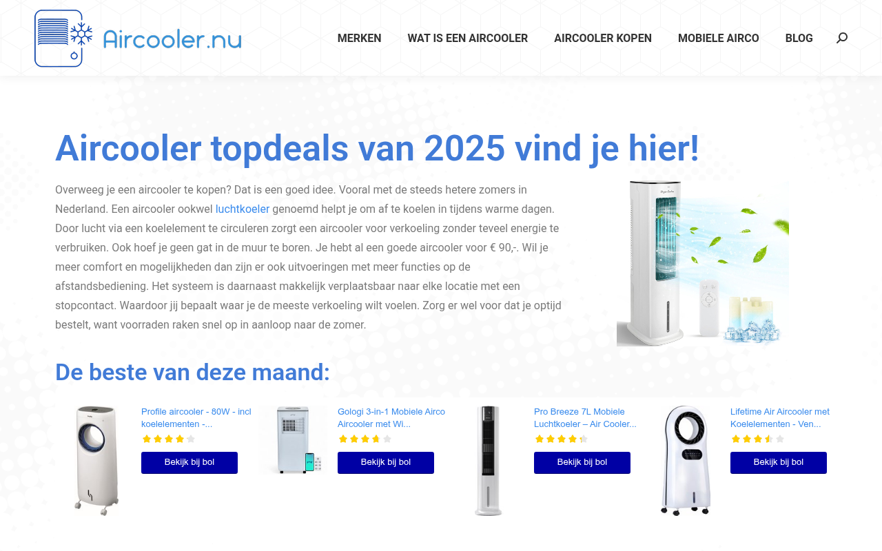 Screenshot van aircooler.nu