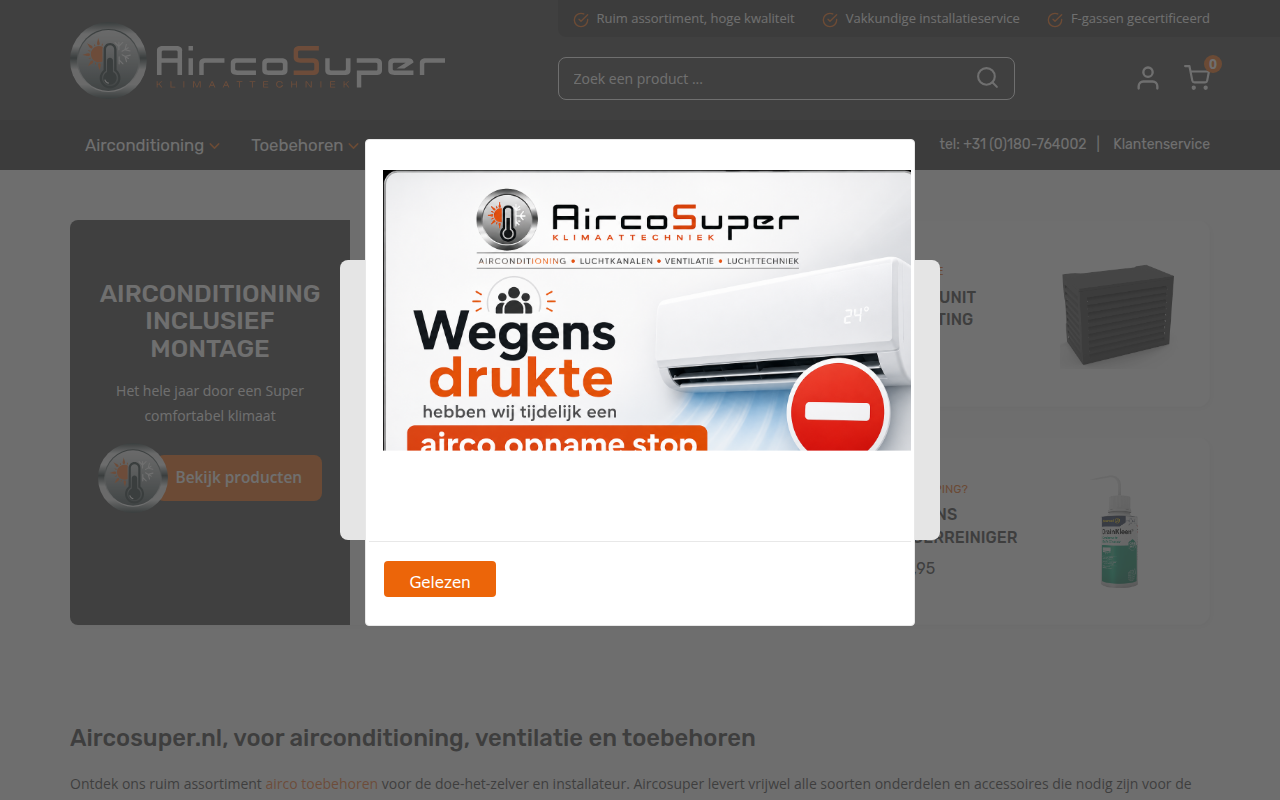 Screenshot van aircosuper.nl