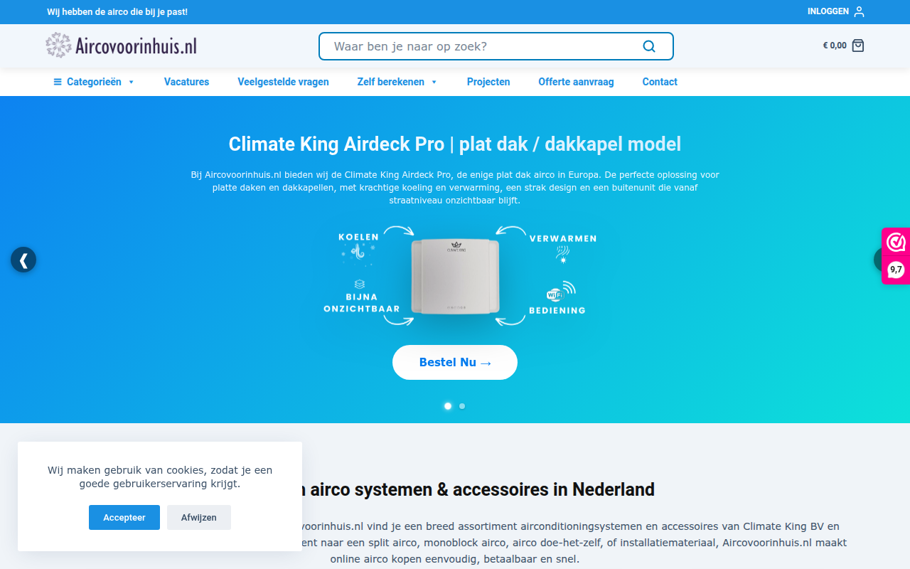 Screenshot van aircovoorinhuis.nl