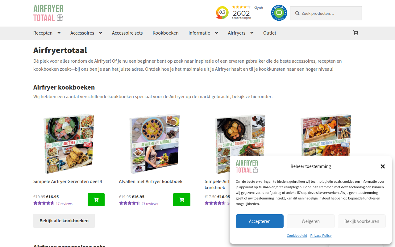 Screenshot van airfryertotaal.nl
