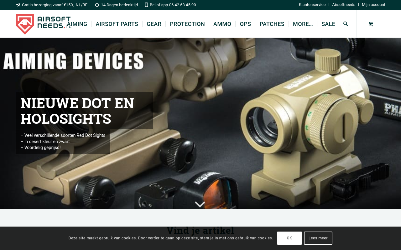 Screenshot van airsoftneeds.nl