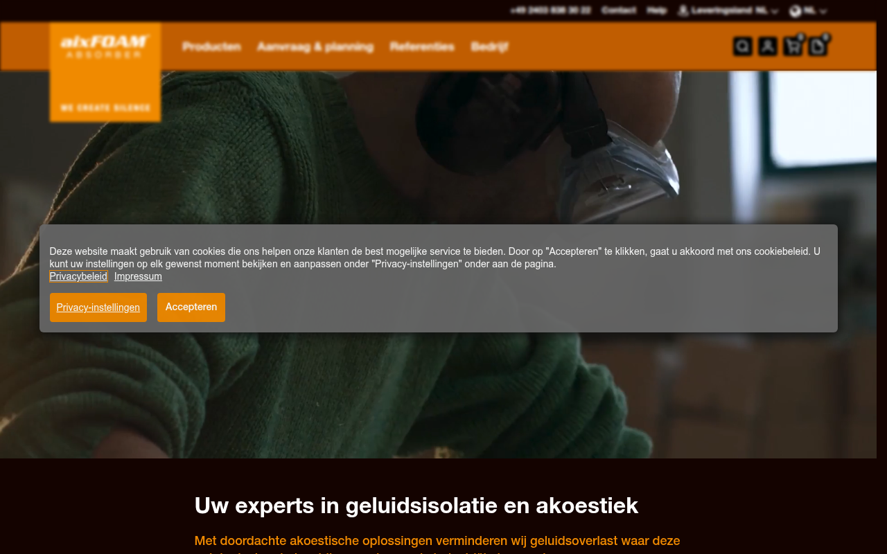 Screenshot van aixfoam.nl