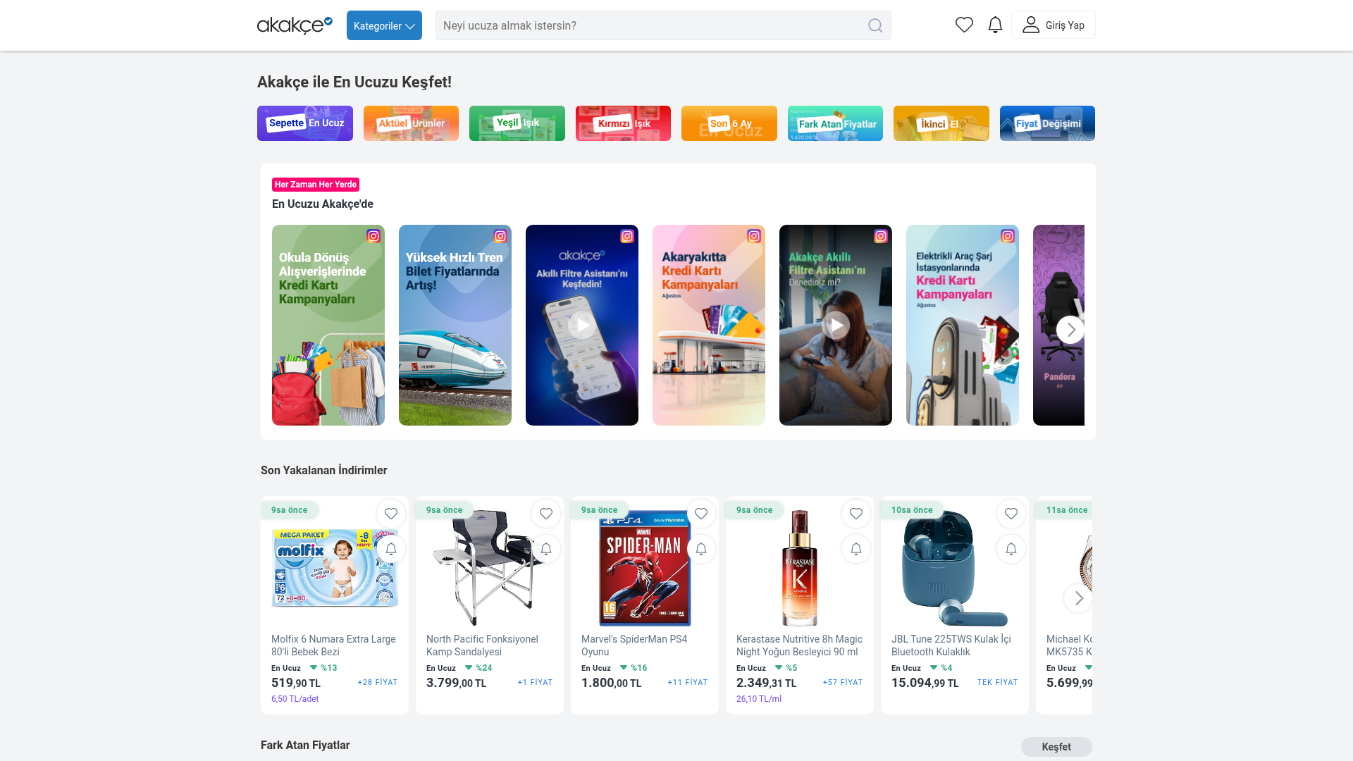 Screenshot van akakce.com