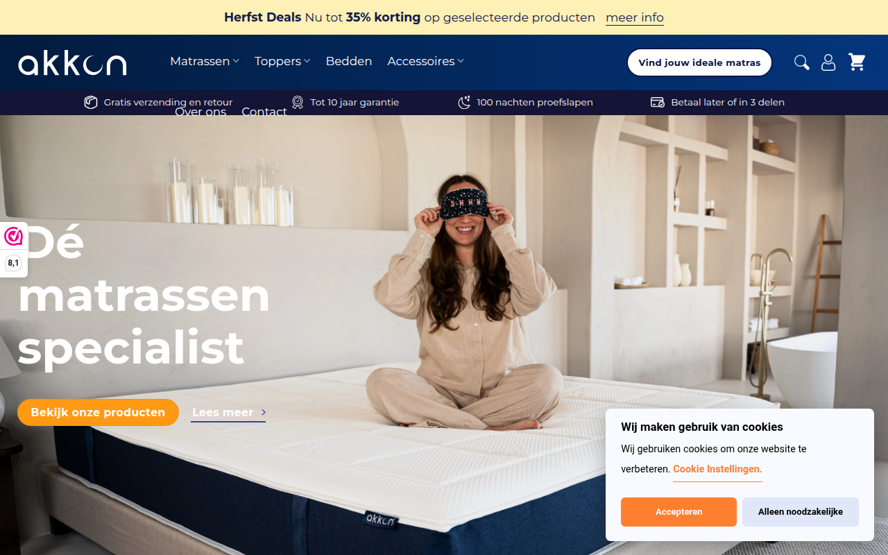 Screenshot van akkon.nl