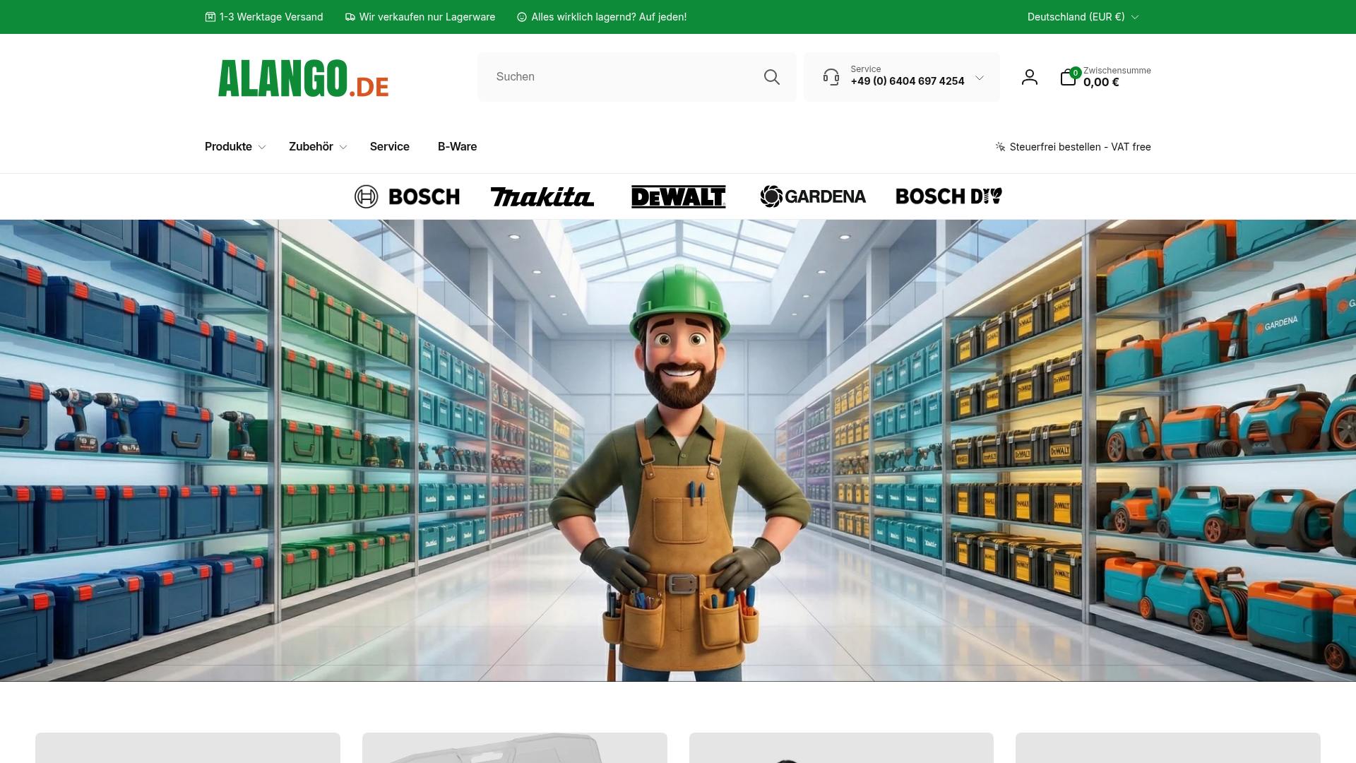 Screenshot van alango.de