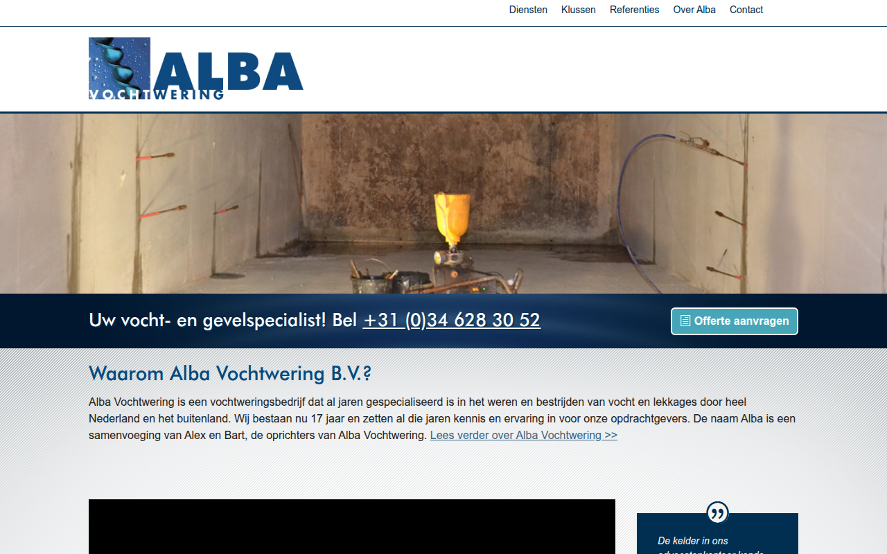 Screenshot van alba-vochtwering.nl