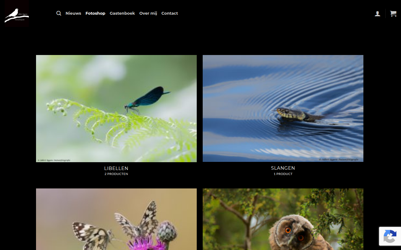 Screenshot van alberteggensnatuurfotografie.nl