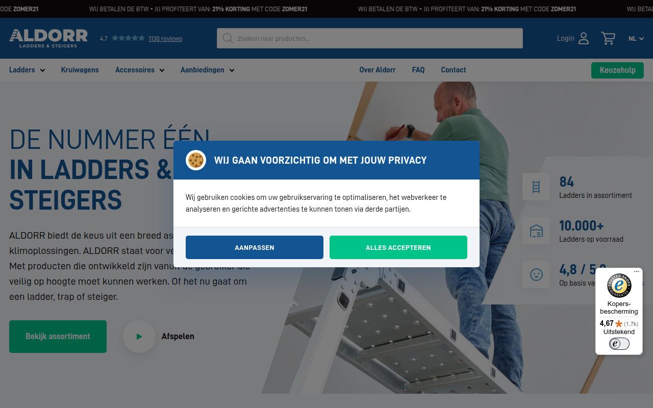 Screenshot van aldorr.nl