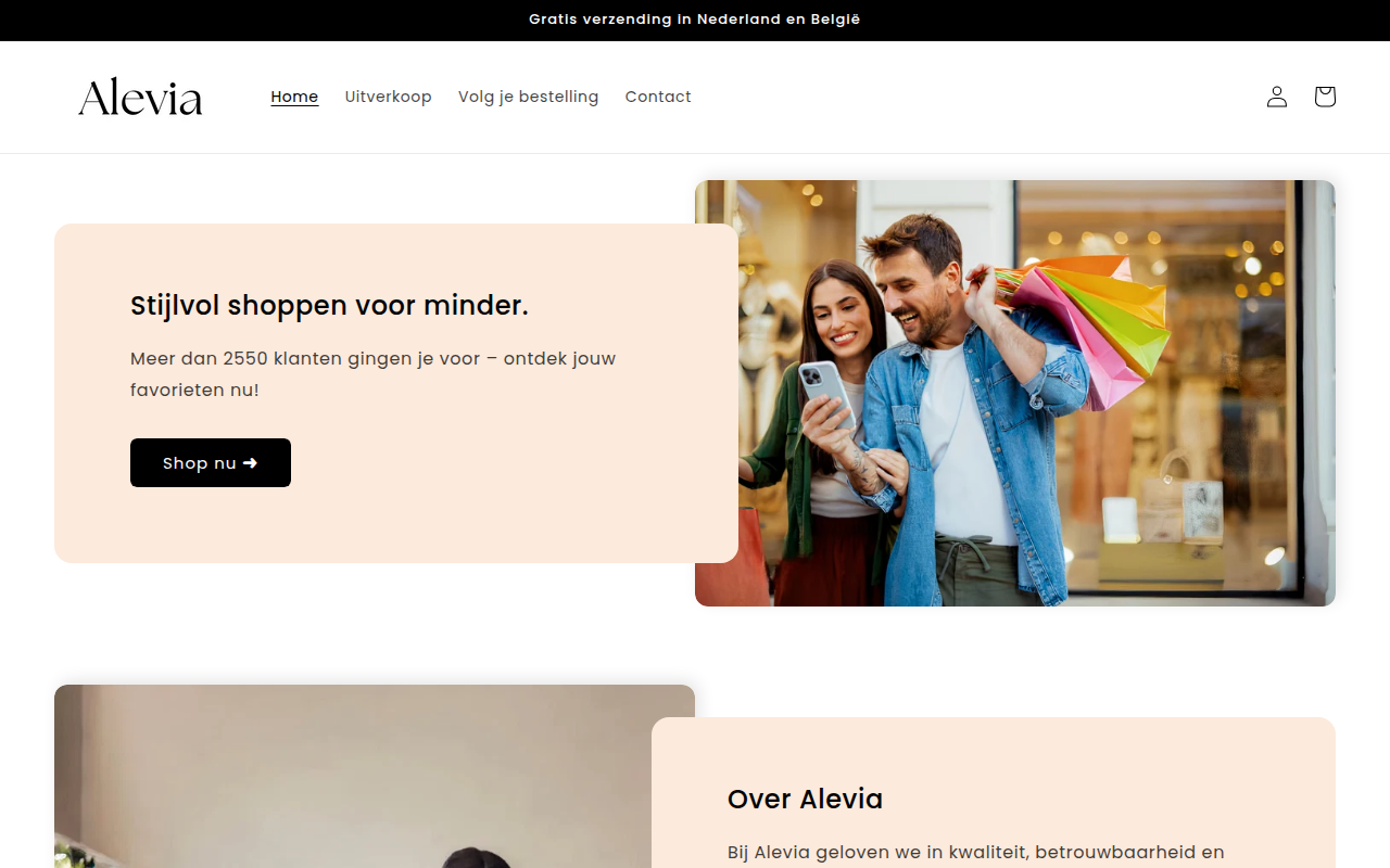 Screenshot van alevia.nl